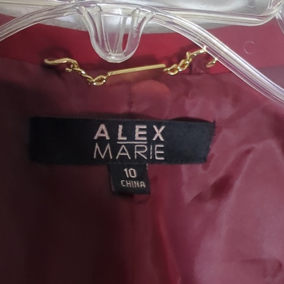 Alex Marie Womens Blazer Ruffle Cropped Quiet Luxury Business Casual Red Size 10 - Picture 4 of 11
